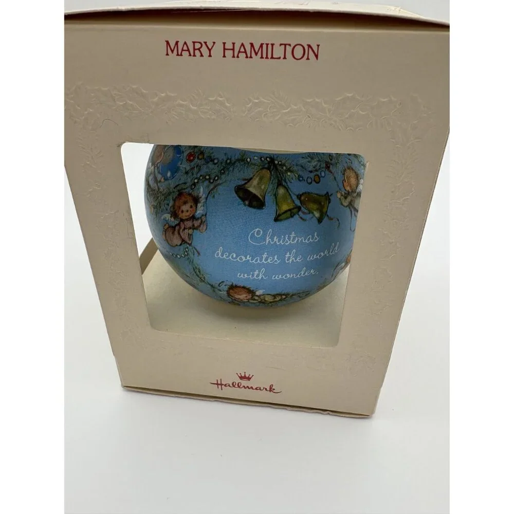 Hallmark Mary Hamilton Glass Christmas Ornament Dated 1981 In Original Box Angel